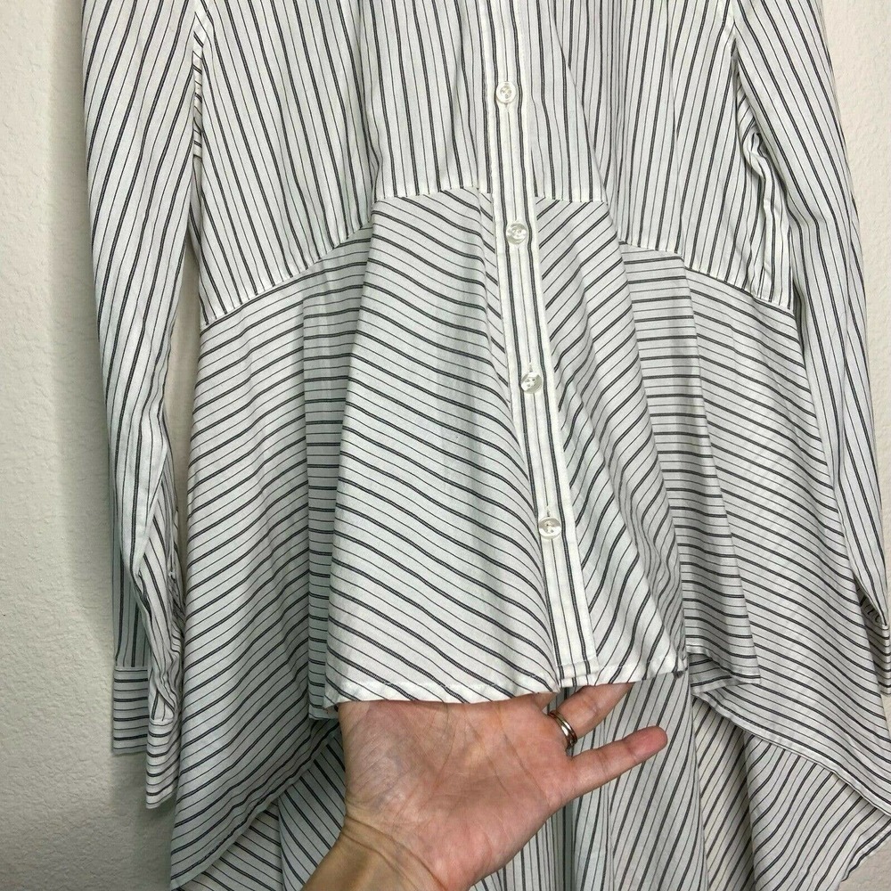 bp. Dramatic High Low Hem Striped Button Up Top - Picture 3 of 9